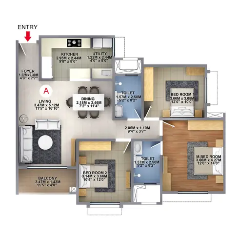 Brigade Nanda Heights floor plan type A