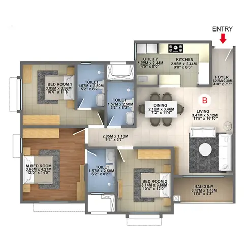 Brigade Nanda Heights floor plan type B thumbnail