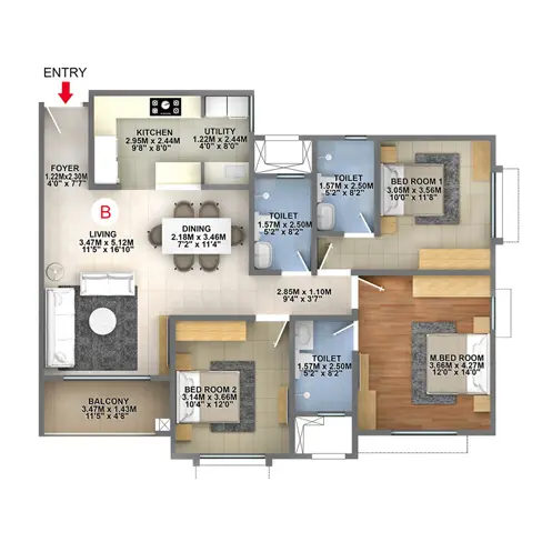 Brigade Nanda Heights floor plan type B