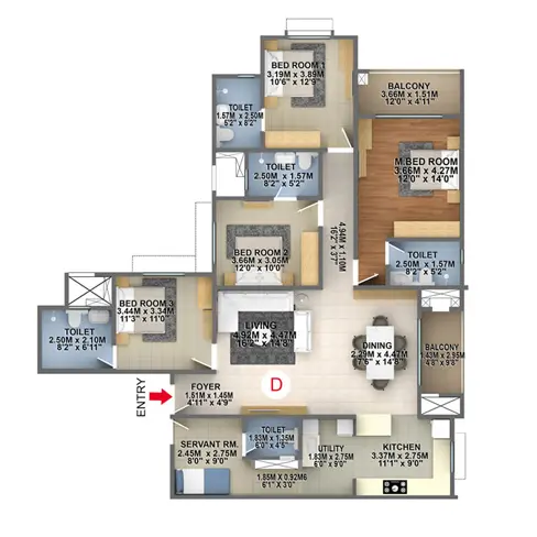 Brigade Nanda Heights floor plan type D