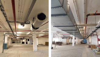 Brigade Nanda Heights : Mechanical, Electrical, plumbing services works are in progress in basement and terrace as on March '25