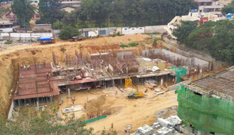 Tower A (view from top) : Upper basement slab in progress and Ground floor verticals works are in progress as on November '22