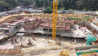 Tower A (view from North side) : Upper basement slab concreting completed. Ground floor slab works are in progress as on December '22