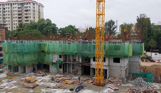 Brigade Nanda Heights Tower A (view from North side) : 2nd floor slab concreting 100% completed & 3rd floor works are in progress as on April '23