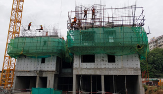 Brigade Nanda Heights Tower A (view from west side) : 2nd floor slab 100% concreting completed and 3rd floor works are in progress as on April '23