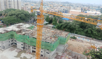 Brigade Nanda Heights Tower A (view from top) : 4th floor slab conreting 100% completed & 5th floor works are in progress as on May '23